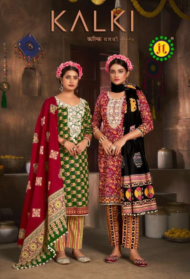 J T Kalki Cotton Lakhnavi Work Style Daily Wear Salwar Suit Collection