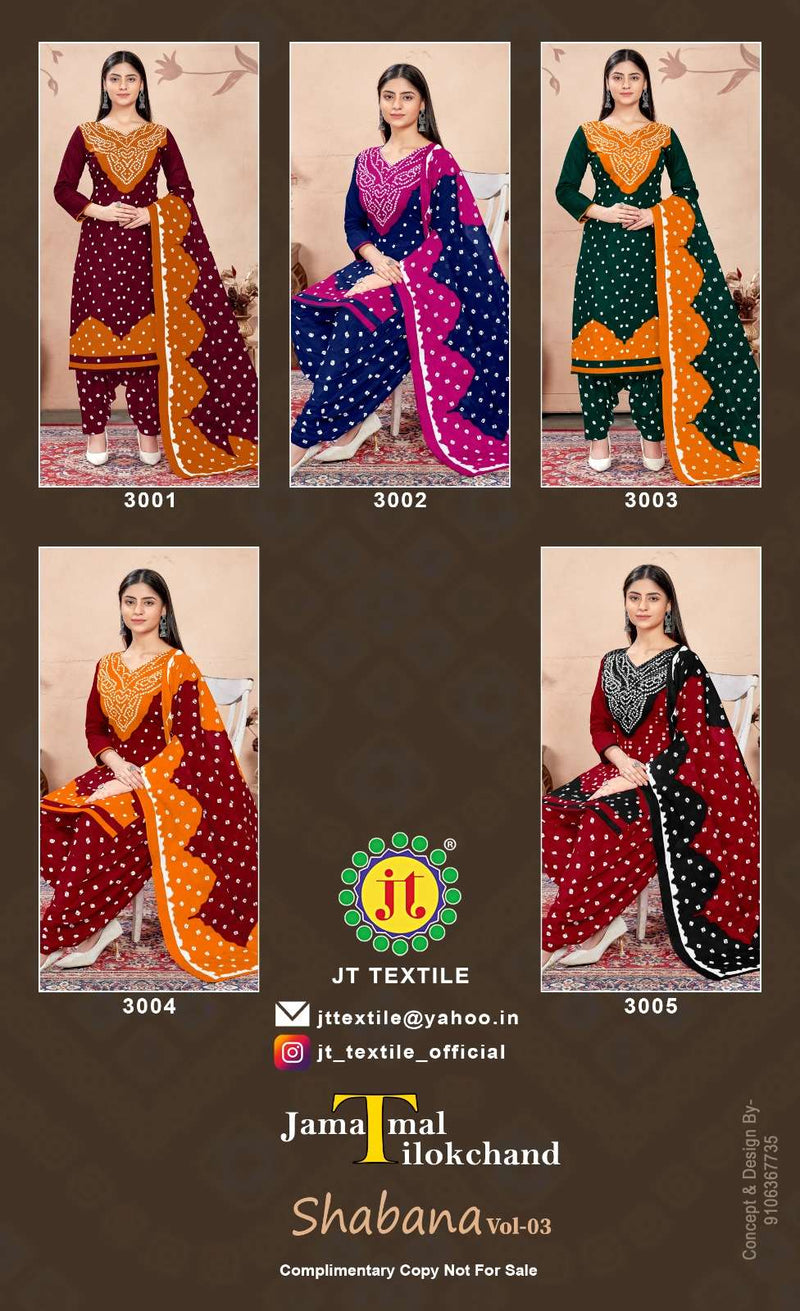 J T Shabana Vol 3 Cotton Bandhani Print Daily Wear Salwar Suit