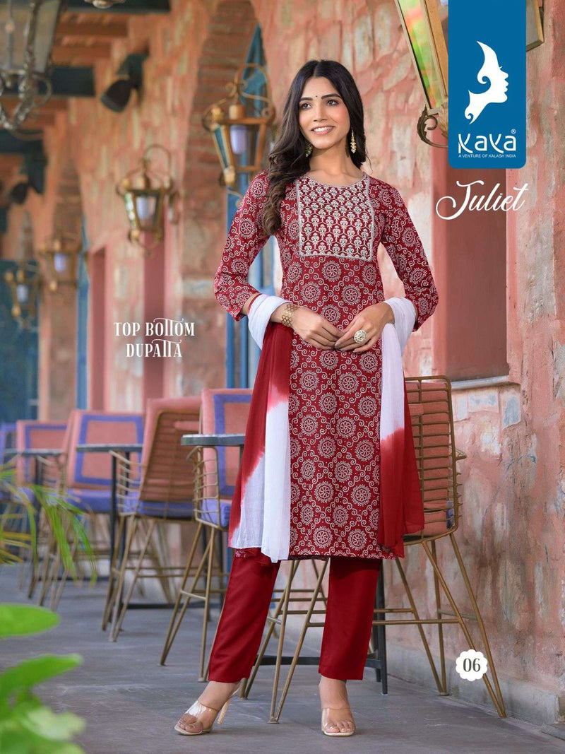 Juliet By Kaya Fancy Rayon Print Readymade 3pcs Catalogue