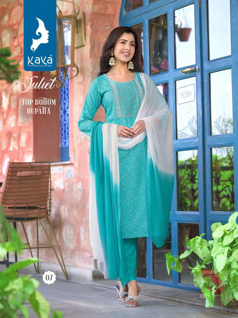 Juliet By Kaya Fancy Rayon Print Readymade 3pcs Catalogue