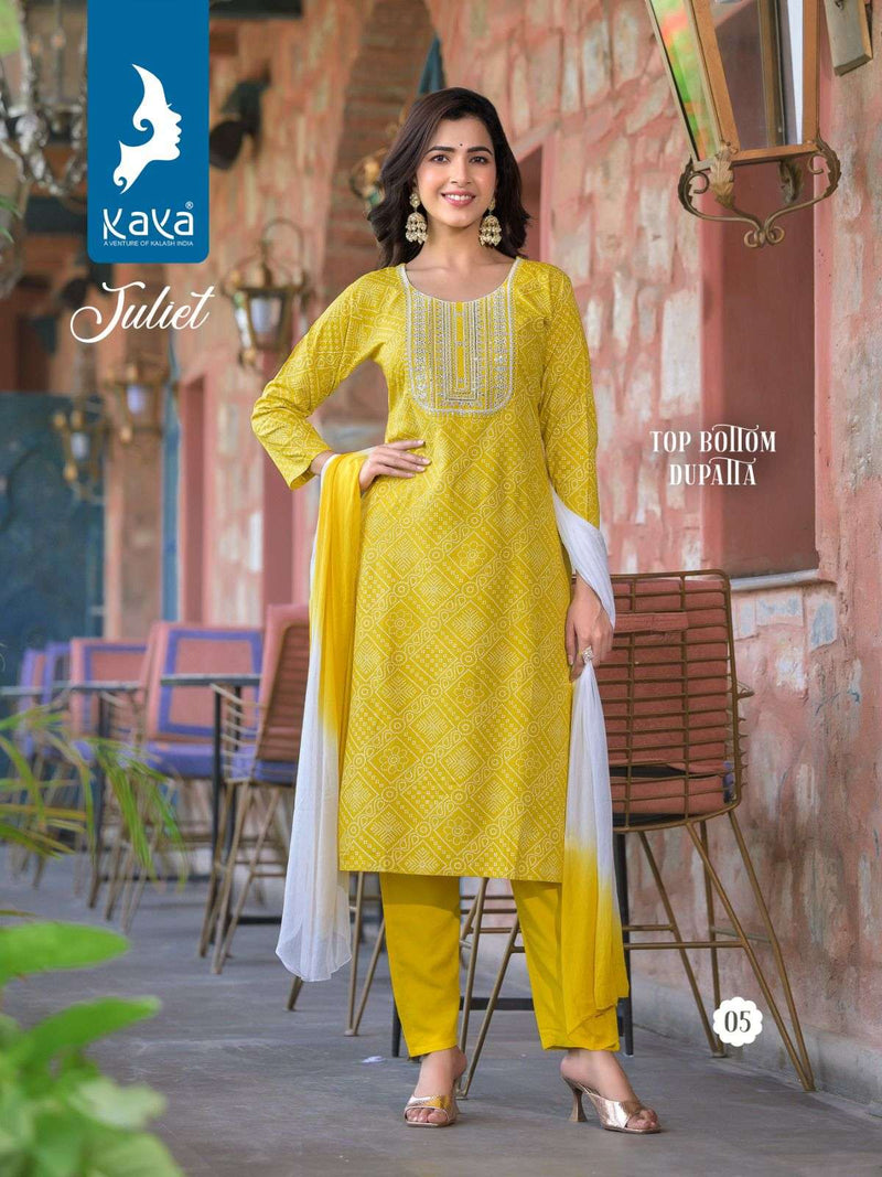 Juliet By Kaya Fancy Rayon Print Readymade 3pcs Catalogue