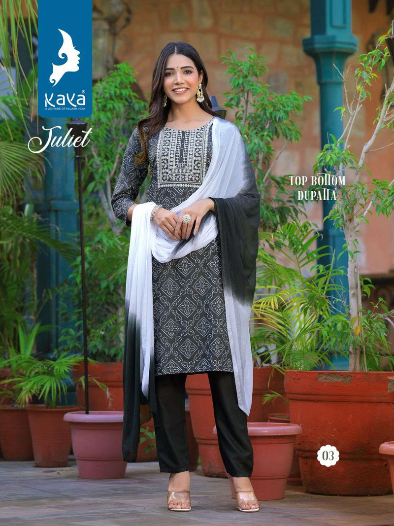 Juliet By Kaya Fancy Rayon Print Readymade 3pcs Catalogue