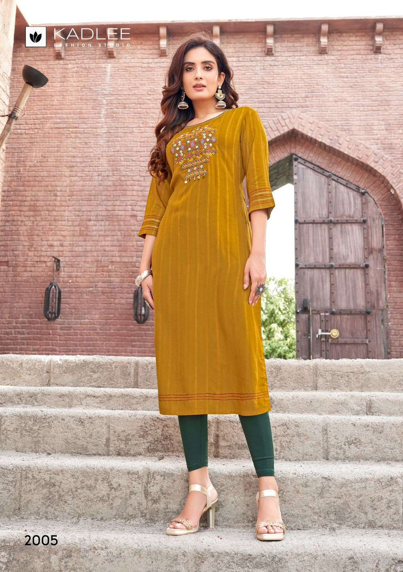 Kadlee Fashion Albeli Rayon Weaving Casual Wear Kurti Collection