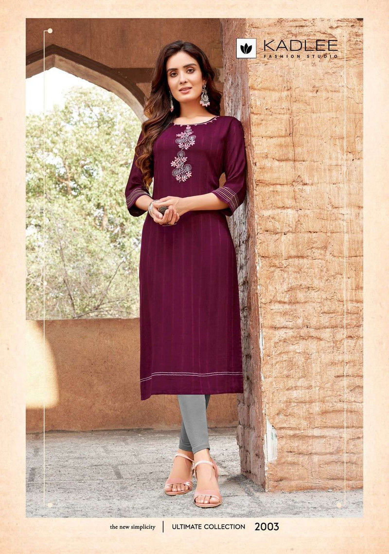 Kadlee Fashion Albeli Rayon Weaving Casual Wear Kurti Collection