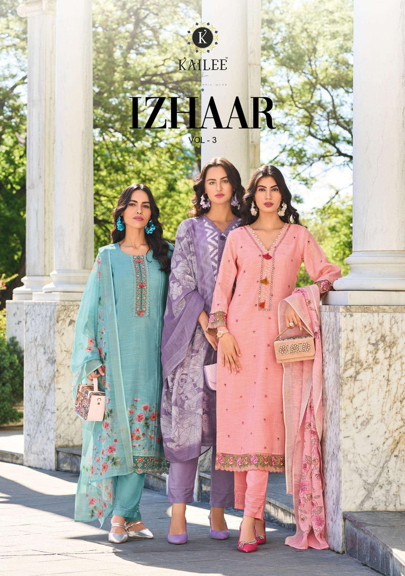 Kailee Fashion Izhaar Vol 3 Pure Linen Designer Readymade Suit