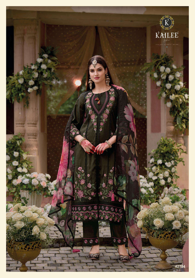 Kailee Fashion Jahan Viscose Desginer Fancy Therd Work Wedding Wear Kurti Pant Dupatta Set