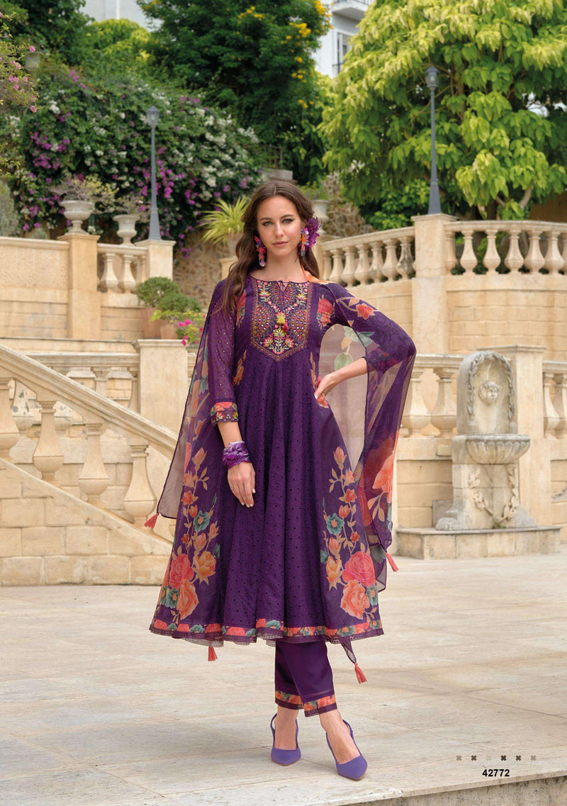 Kailee Fashion Meraki Organza Designer Party Wear Kurti Pant Dupatta Set