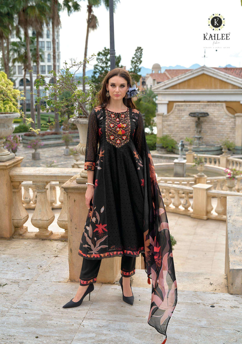 Kailee Fashion Meraki Organza Designer Party Wear Kurti Pant Dupatta Set