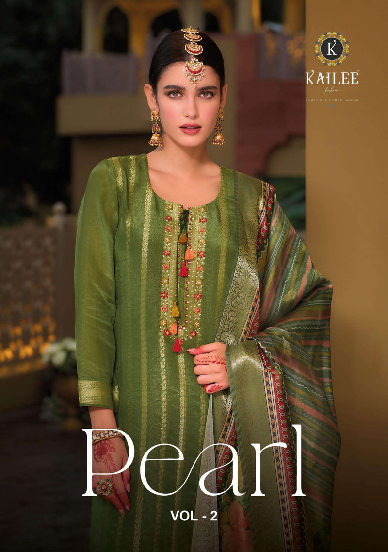 Kailee Fashion Pearl Vol 2 Viscose Silk Festiv Wear Kurti Pant Dupatta Set