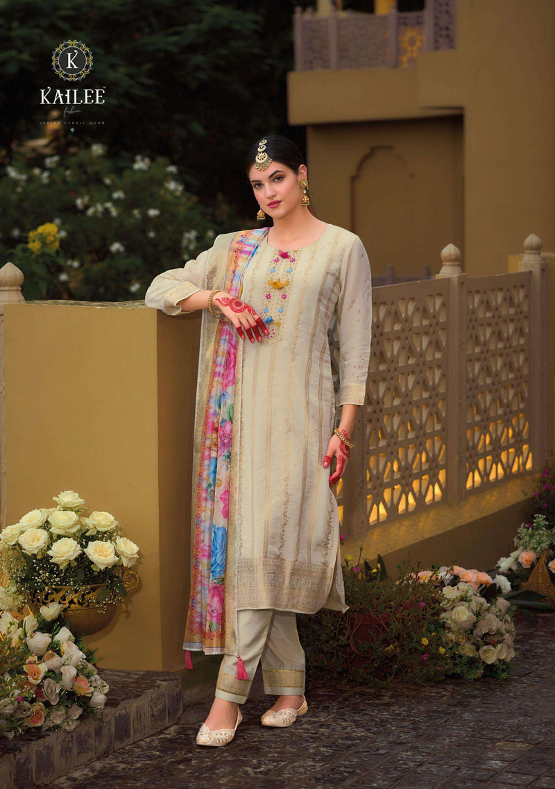 Kailee Fashion Pearl Vol 2 Viscose Silk Festiv Wear Kurti Pant Dupatta Set