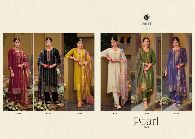 Kailee Fashion Pearl Vol 2 Viscose Silk Festiv Wear Kurti Pant Dupatta Set