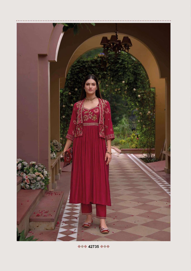 Kailee Fashion Safar Viscose Silk Gown Pant Jacket Designer Wedding Wear Collection