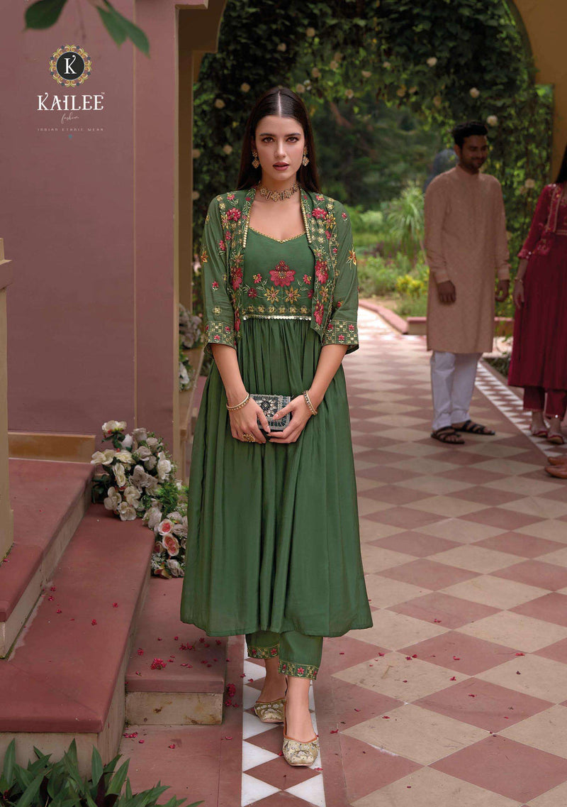 Kailee Fashion Safar Viscose Silk Gown Pant Jacket Designer Wedding Wear Collection