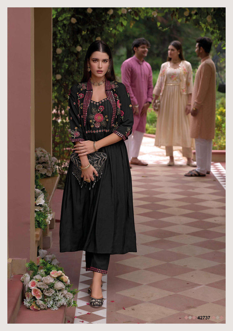 Kailee Fashion Safar Viscose Silk Gown Pant Jacket Designer Wedding Wear Collection