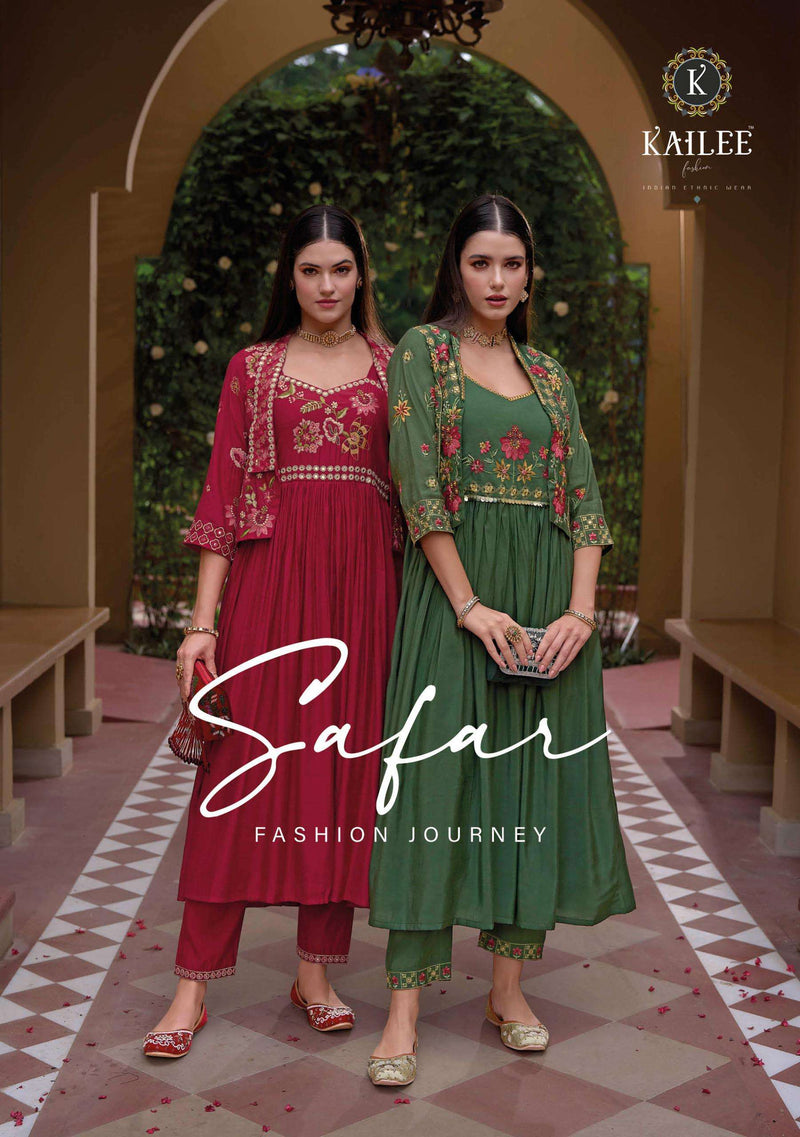 Kailee Fashion Safar Viscose Silk Gown Pant Jacket Designer Wedding Wear Collection