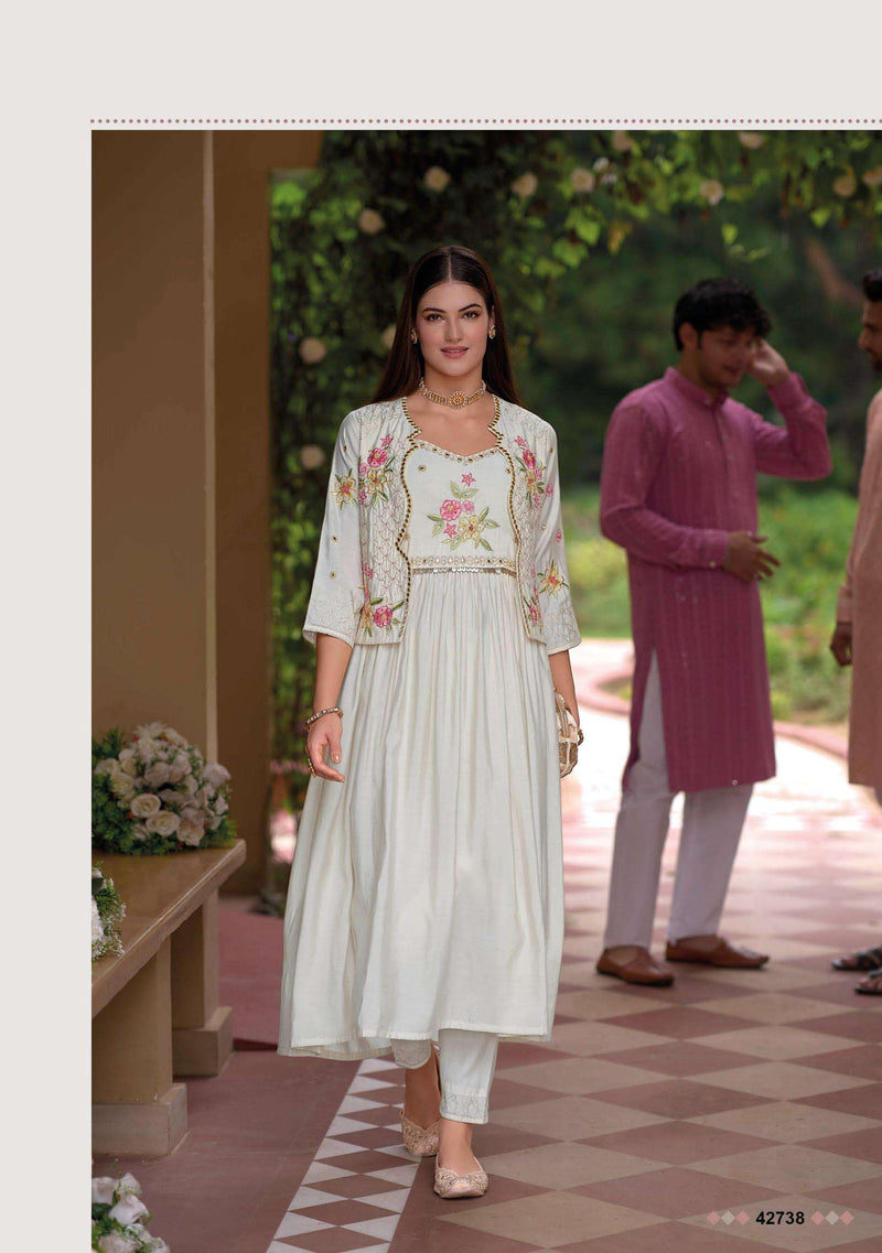 Kailee Fashion Safar Viscose Silk Gown Pant Jacket Designer Wedding Wear Collection