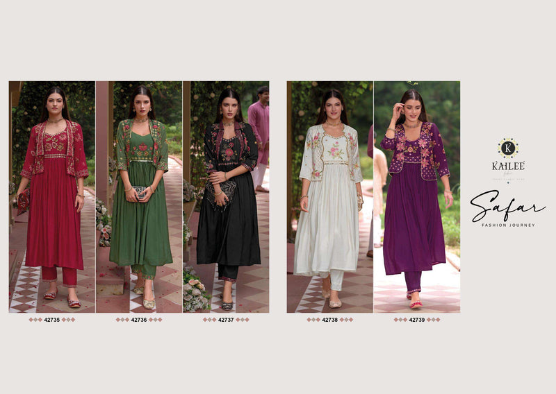 Kailee Fashion Safar Viscose Silk Gown Pant Jacket Designer Wedding Wear Collection