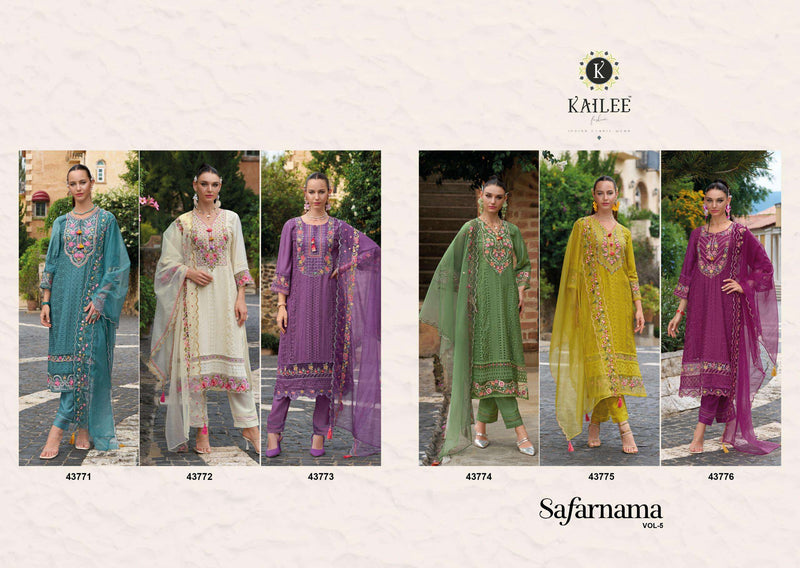 Kailee Fashion Safaranama Vol 5 Viscose Designer Fancy Kurti Pant Dupatta Set