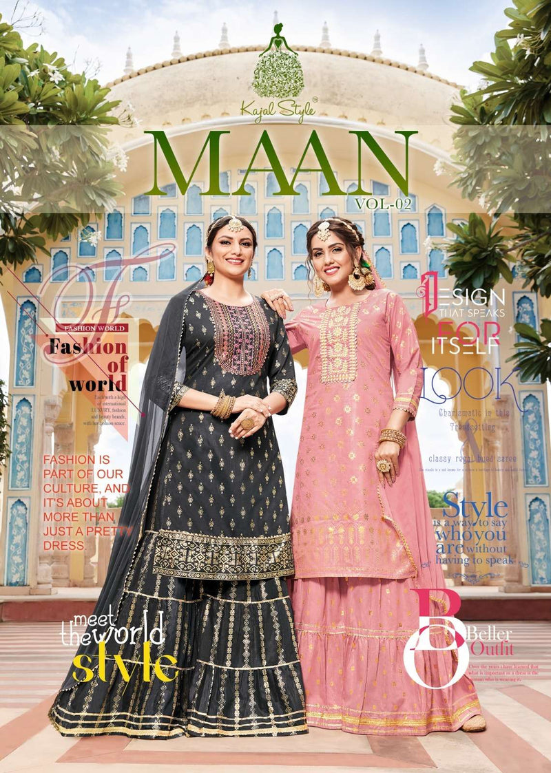Kajal Maan Vol 2 Readymade Top With Sharara And Dupatta Set