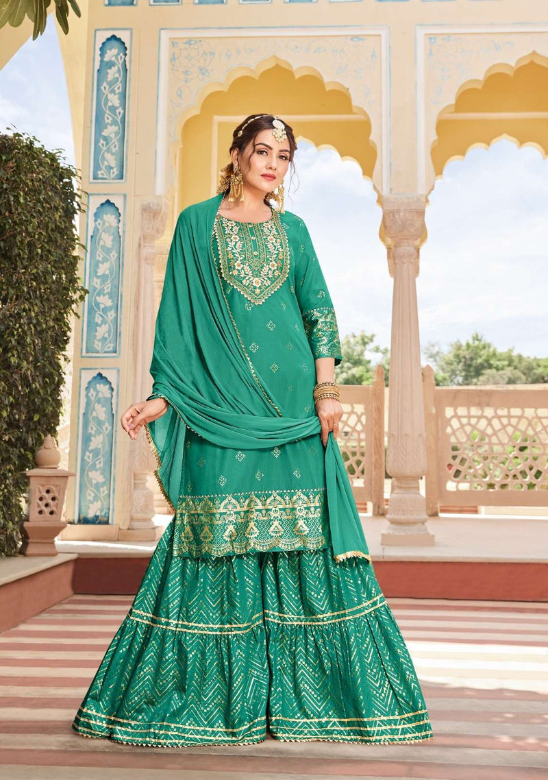 Kajal Maan Vol 2 Readymade Top With Sharara And Dupatta Set