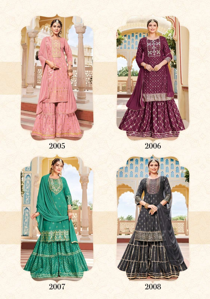 Kajal Maan Vol 2 Readymade Top With Sharara And Dupatta Set