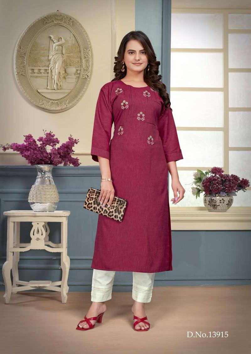 Kalaroop Kirti  Viscose Liquid Fabric With Embroidery Daily Wear Kurti