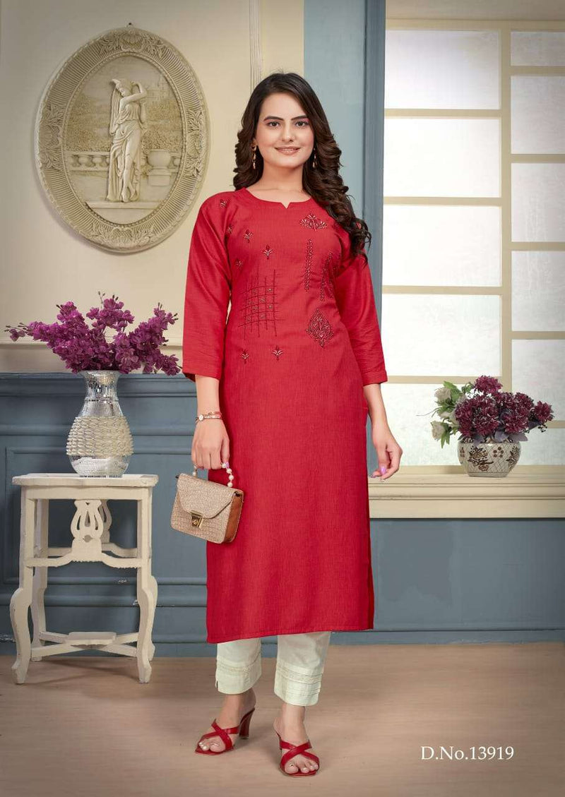 Kalaroop Kirti  Viscose Liquid Fabric With Embroidery Daily Wear Kurti