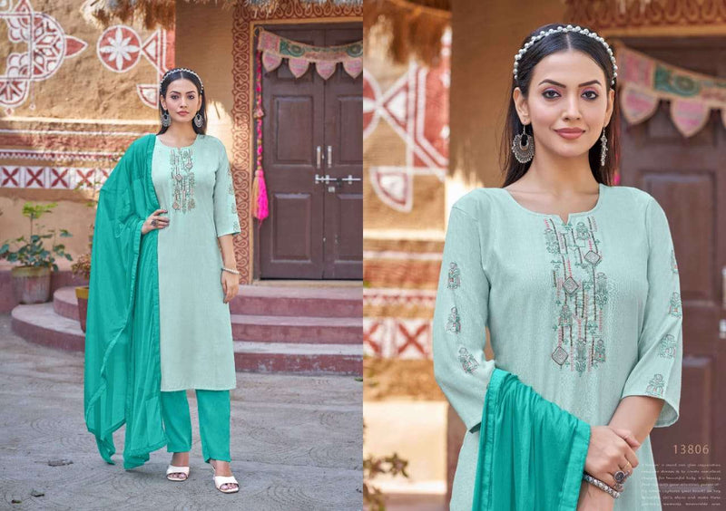 Kalaroop Present Shyama Fancy Work Readymade Casual Salwar Kameez