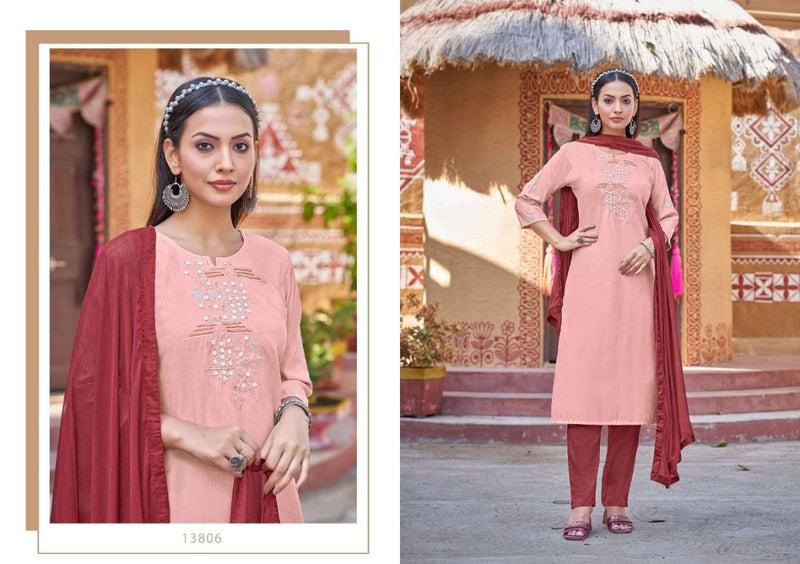 Kalaroop Present Shyama Fancy Work Readymade Casual Salwar Kameez