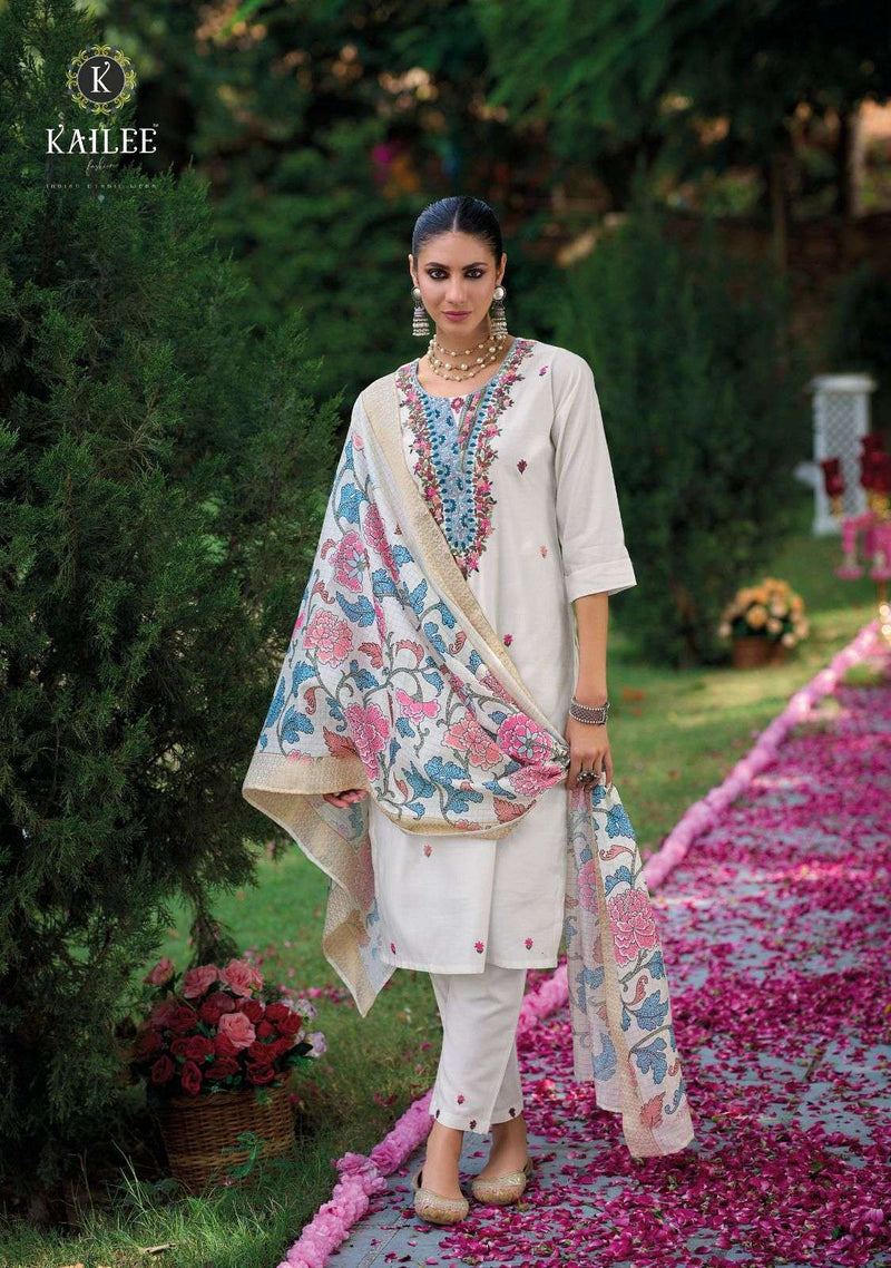 Kailee Fashion Kantha Vol 3 Viscose Silk With Handwork Printed Kurti Bottom Dupatta