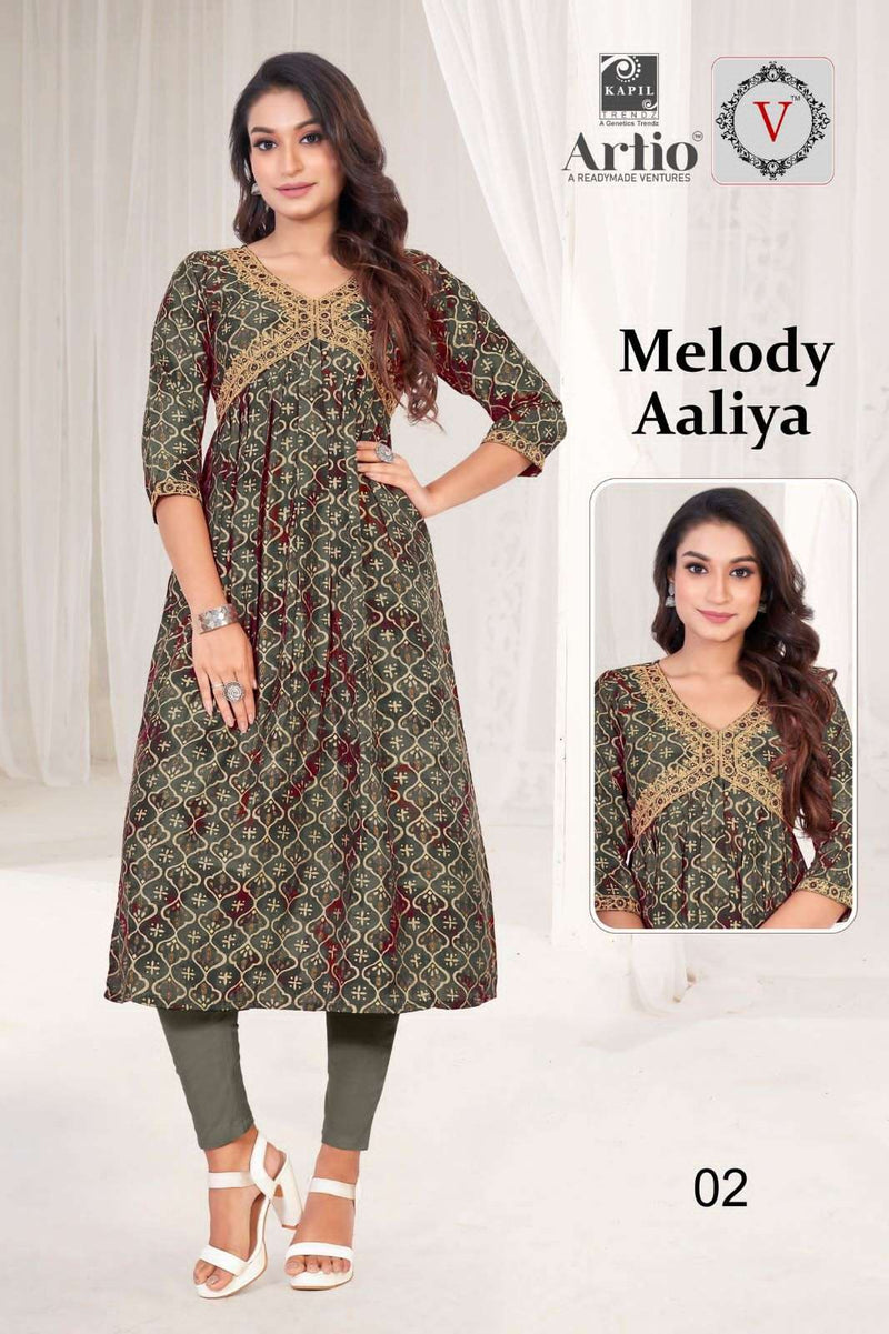Kapil Trendz Artio Vedha Present Melody Aaliya Fancy Coding Mirror Work Alia Style Kurti