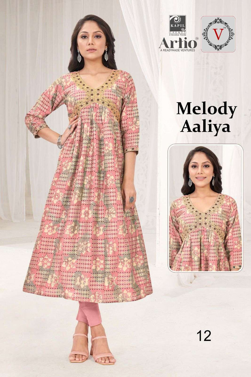 Kapil Trendz Artio Vedha Present Melody Aaliya Fancy Coding Mirror Work Alia Style Kurti