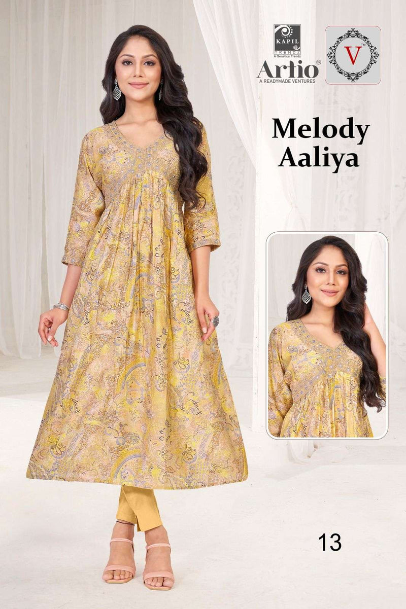 Kapil Trendz Artio Vedha Present Melody Aaliya Fancy Coding Mirror Work Alia Style Kurti