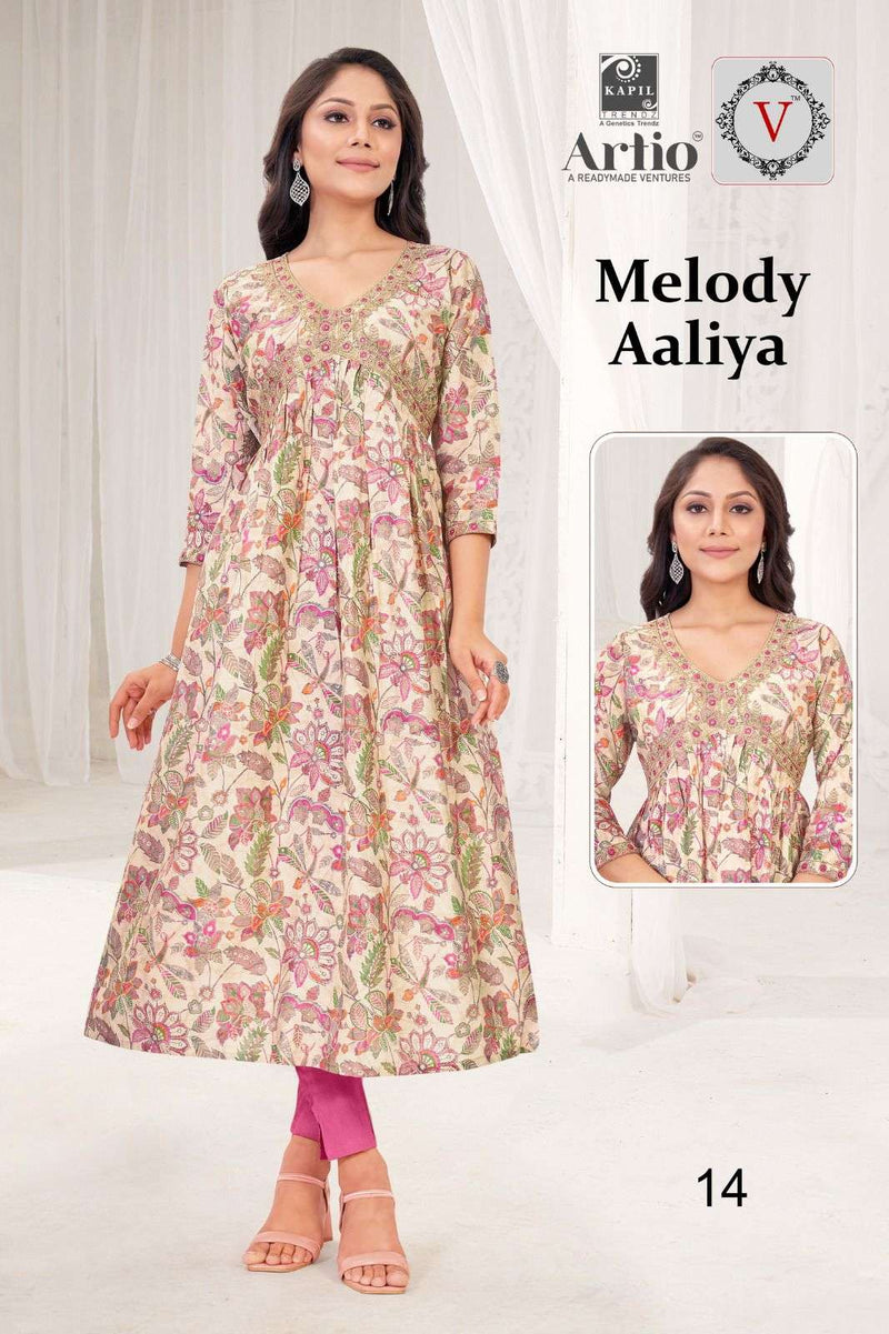 Kapil Trendz Artio Vedha Present Melody Aaliya Fancy Coding Mirror Work Alia Style Kurti