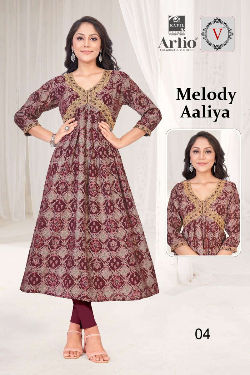 Kapil Trendz Artio Vedha Present Melody Aaliya Fancy Coding Mirror Work Alia Style Kurti