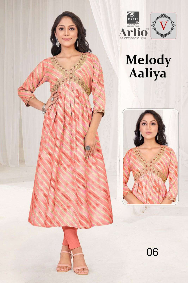 Kapil Trendz Artio Vedha Present Melody Aaliya Fancy Coding Mirror Work Alia Style Kurti