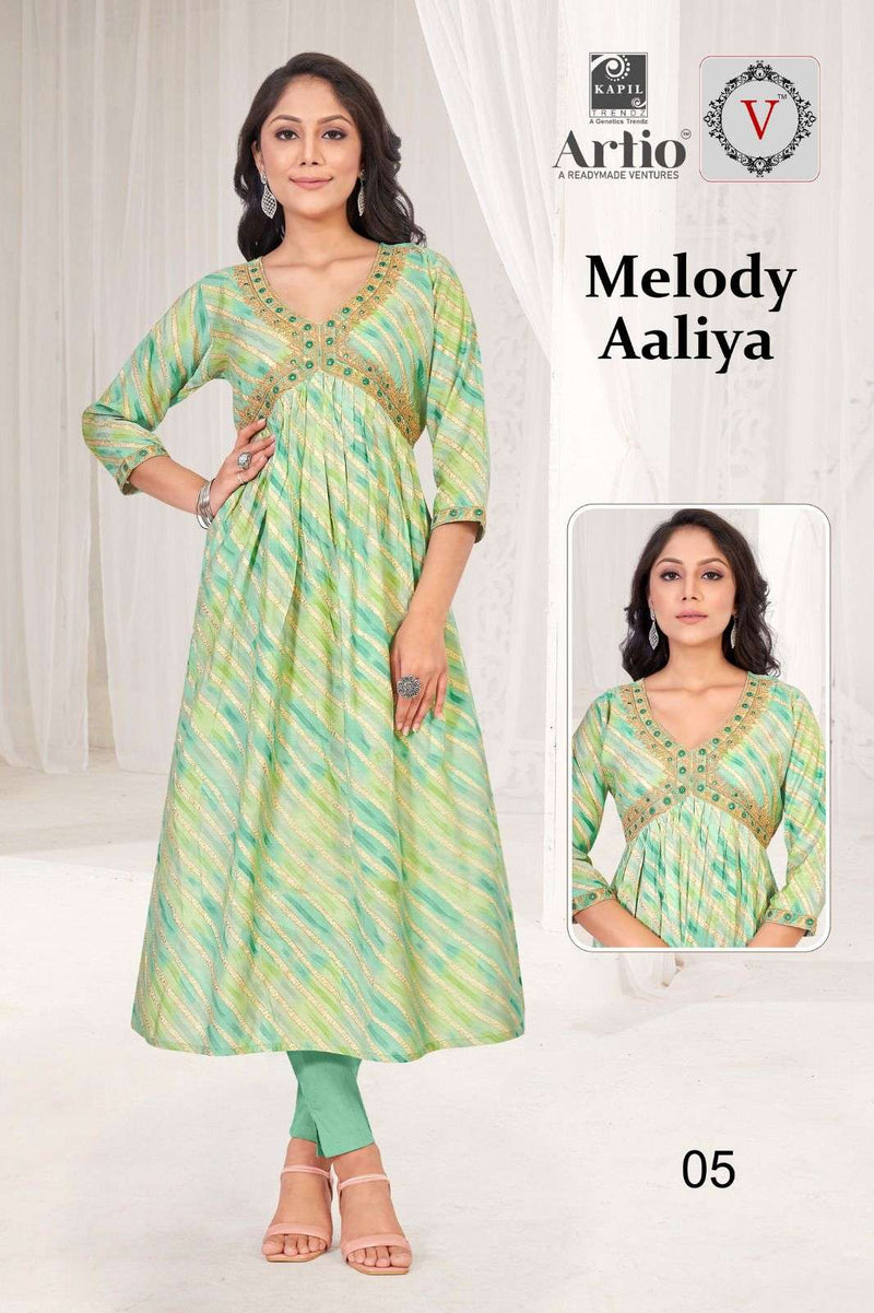 Kapil Trendz Artio Vedha Present Melody Aaliya Fancy Coding Mirror Work Alia Style Kurti