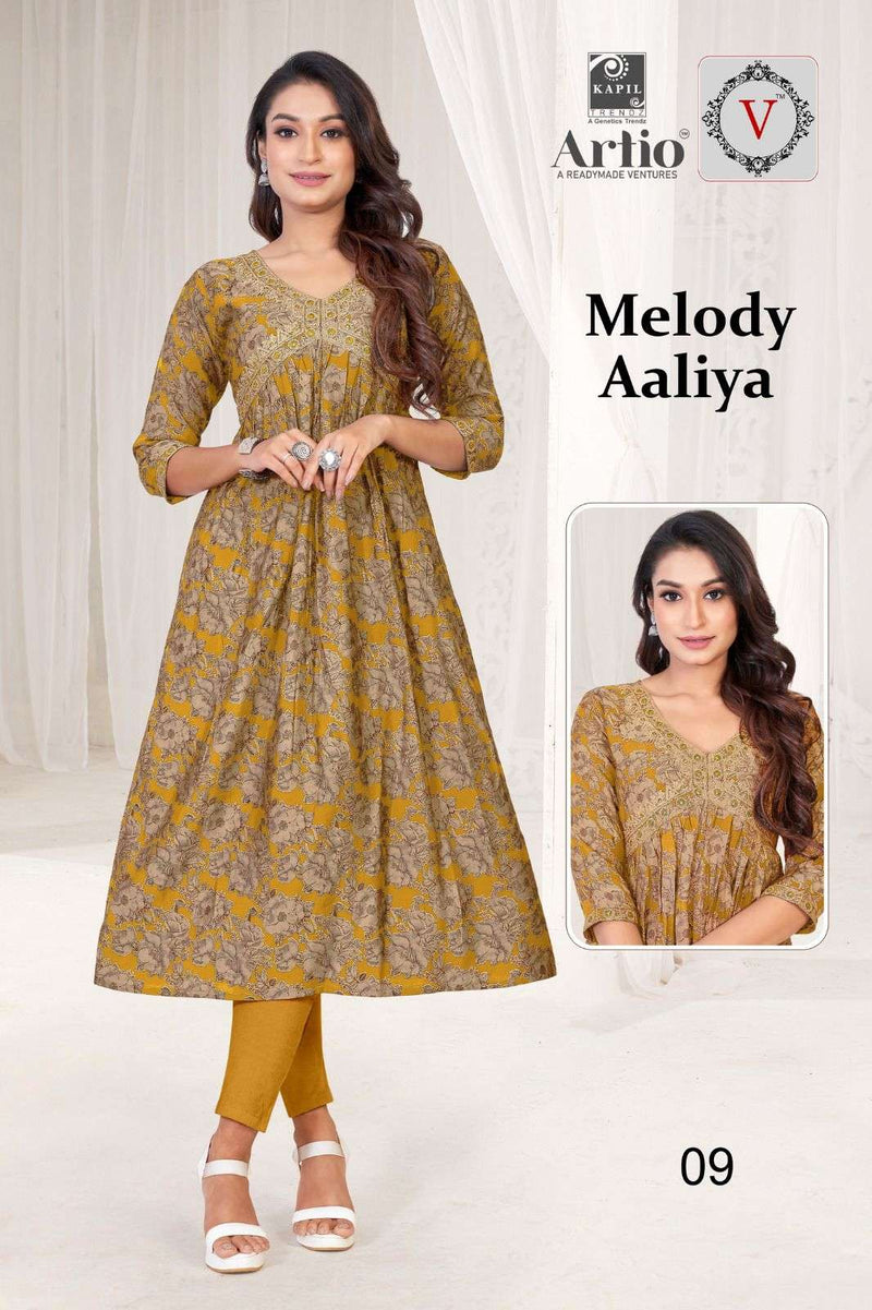 Kapil Trendz Artio Vedha Present Melody Aaliya Fancy Coding Mirror Work Alia Style Kurti