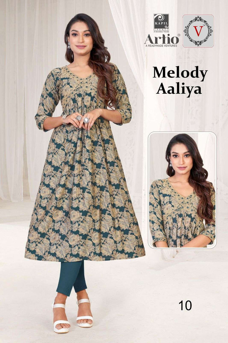 Kapil Trendz Artio Vedha Present Melody Aaliya Fancy Coding Mirror Work Alia Style Kurti