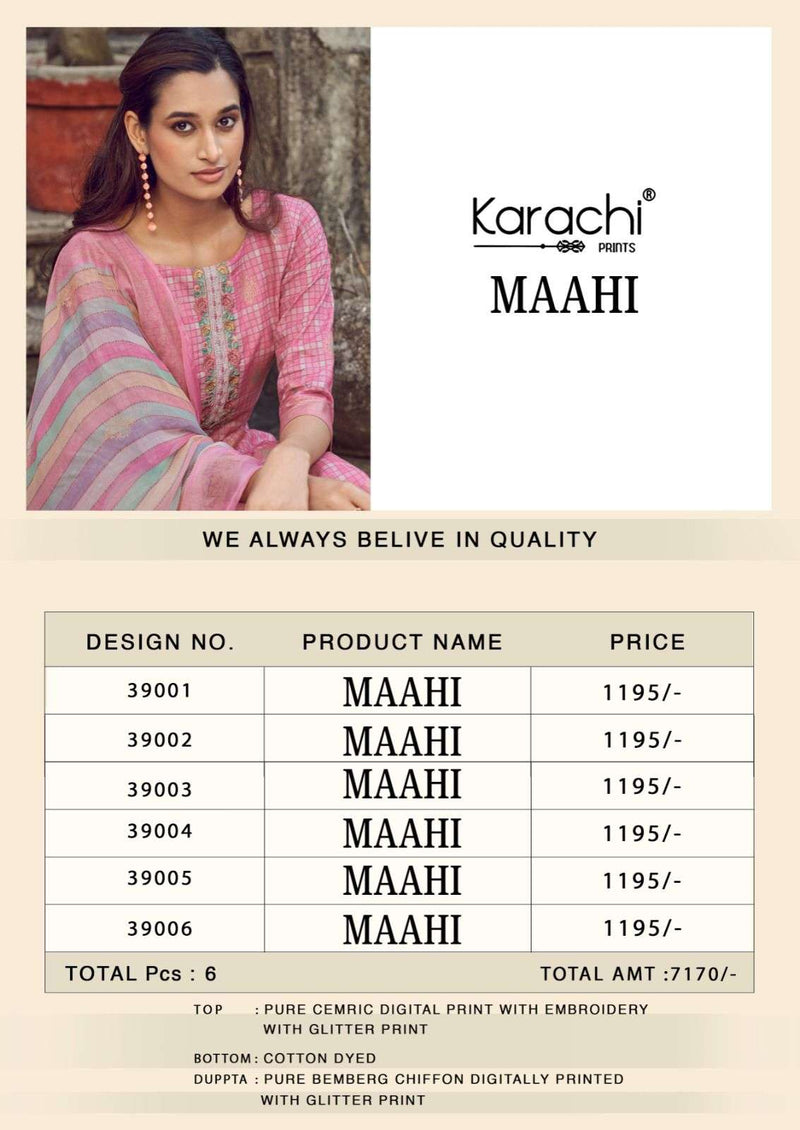 Karachi Prints Maahi Lawn Cotton Digitally Printed With Embroidery Salwar Suit