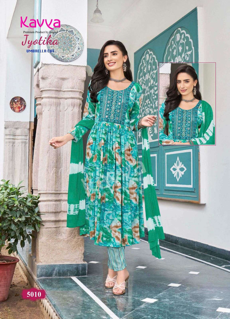 Kavya Jyotika Vol 5 Capsule Print Naira Cut Casual Wear Kurti Combo Set