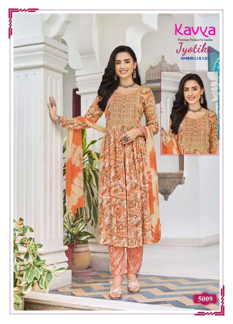 Kavya Jyotika Vol 5 Capsule Print Naira Cut Casual Wear Kurti Combo Set