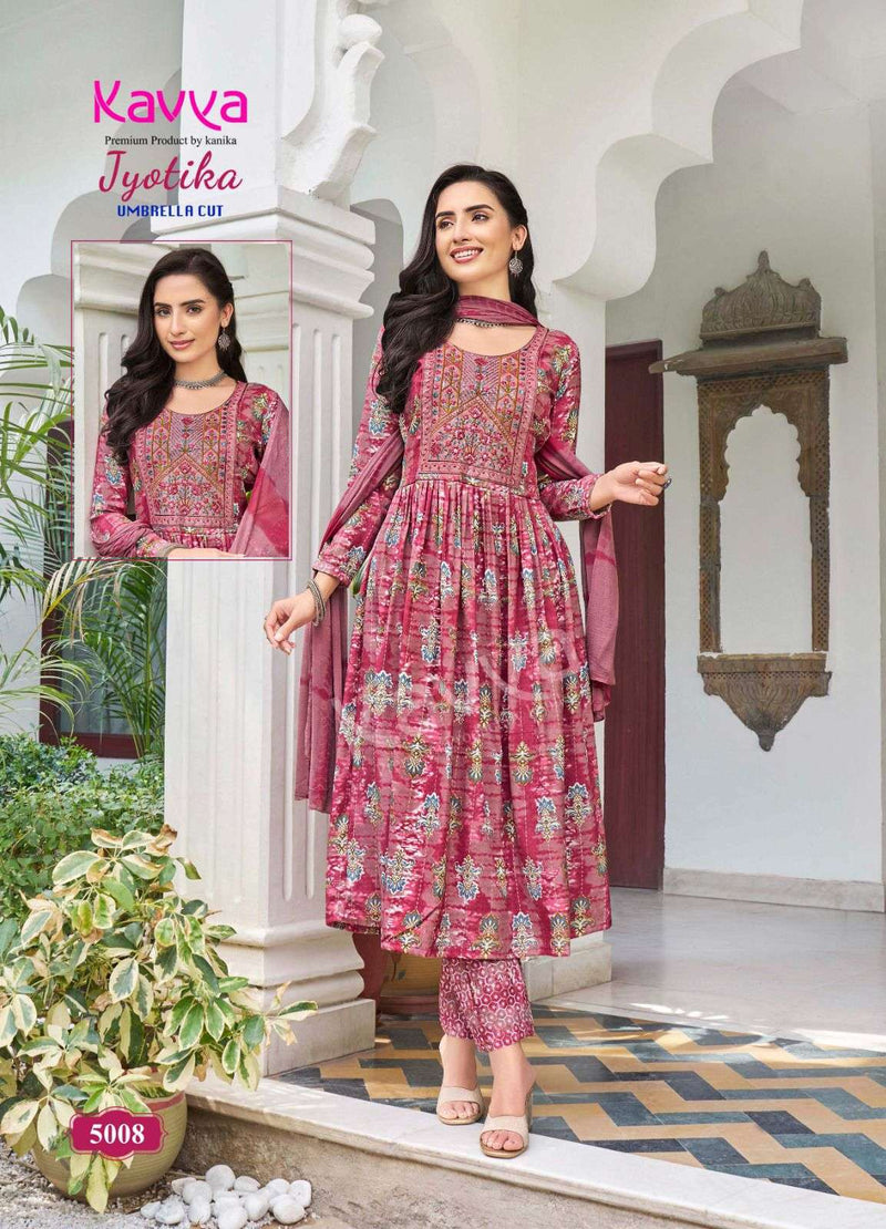 Kavya Jyotika Vol 5 Capsule Print Naira Cut Casual Wear Kurti Combo Set