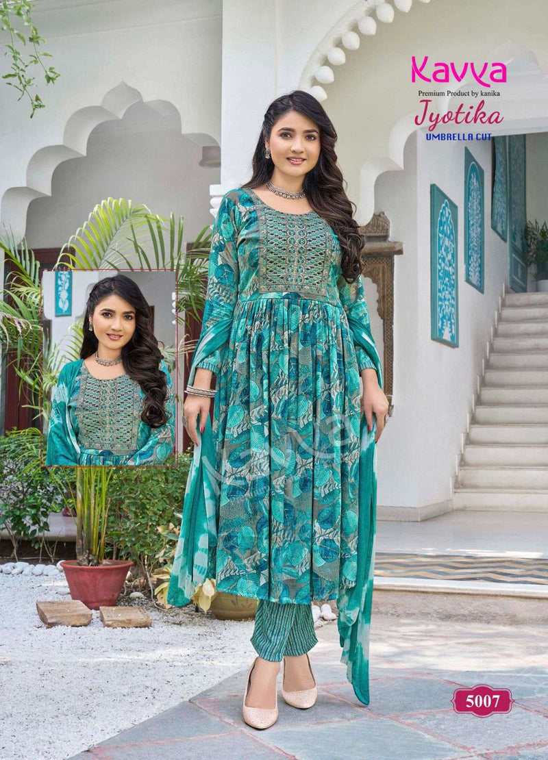 Kavya Jyotika Vol 5 Capsule Print Naira Cut Casual Wear Kurti Combo Set