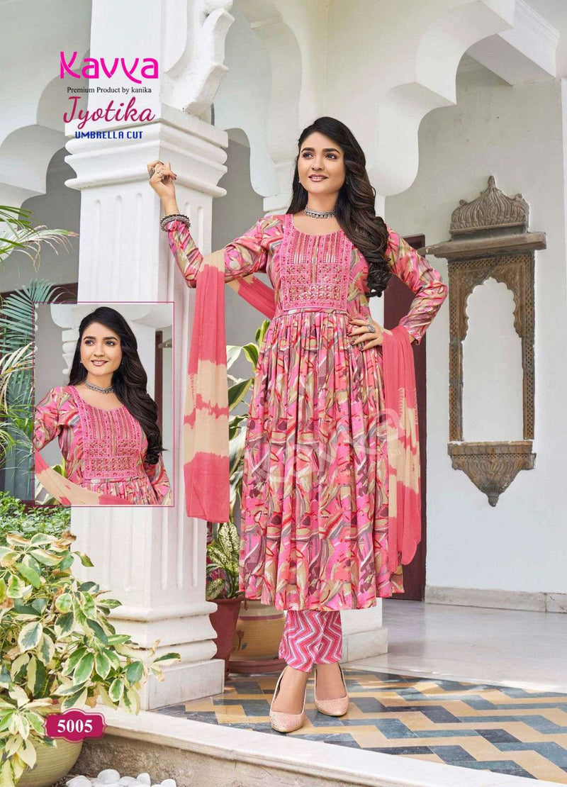 Kavya Jyotika Vol 5 Capsule Print Naira Cut Casual Wear Kurti Combo Set