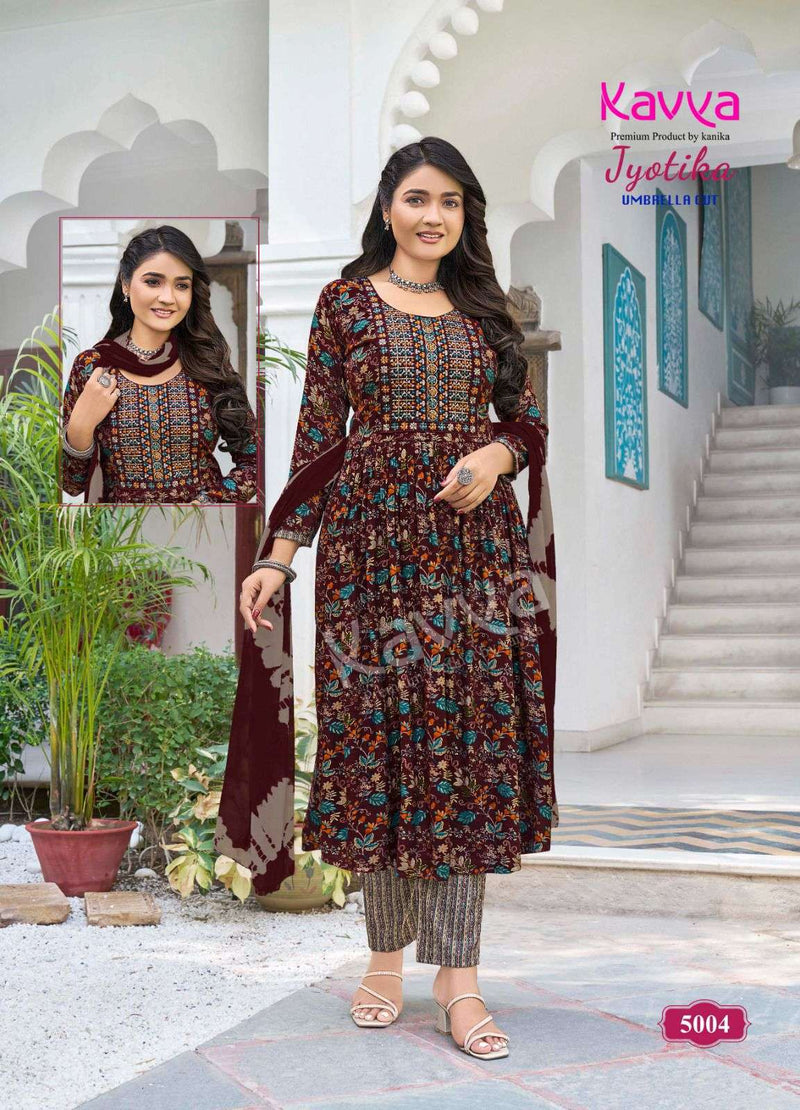 Kavya Jyotika Vol 5 Capsule Print Naira Cut Casual Wear Kurti Combo Set