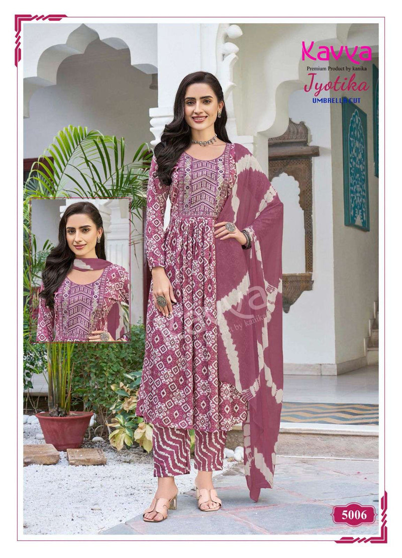 Kavya Jyotika Vol 5 Capsule Print Naira Cut Casual Wear Kurti Combo Set