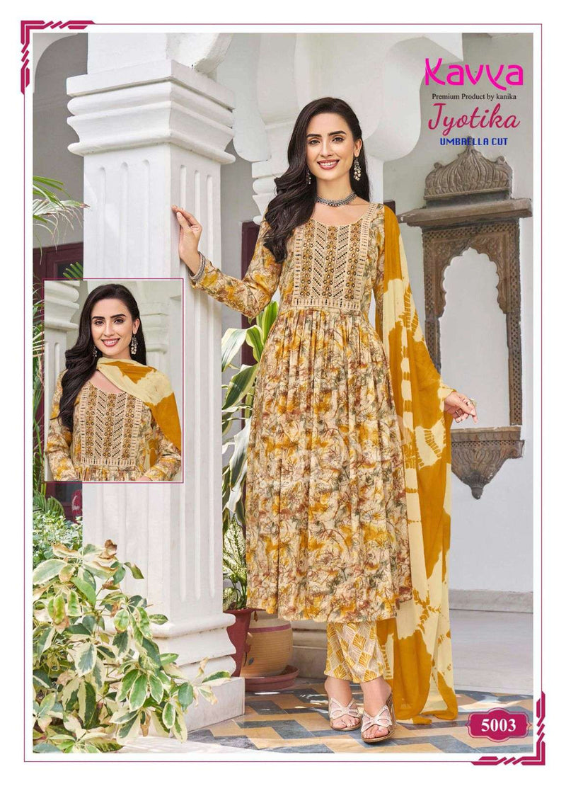 Kavya Jyotika Vol 5 Capsule Print Naira Cut Casual Wear Kurti Combo Set
