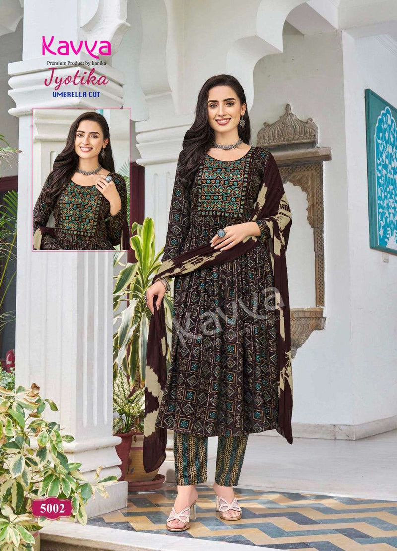 Kavya Jyotika Vol 5 Capsule Print Naira Cut Casual Wear Kurti Combo Set