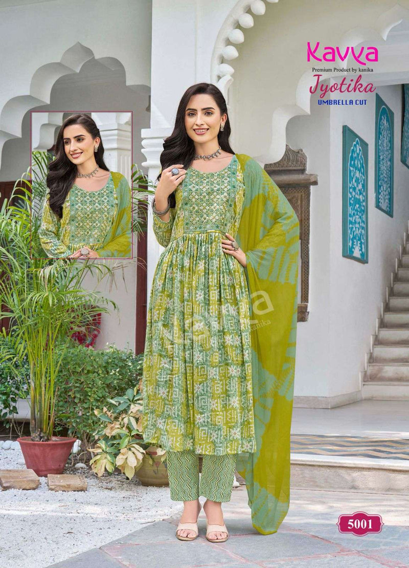 Kavya Jyotika Vol 5 Capsule Print Naira Cut Casual Wear Kurti Combo Set